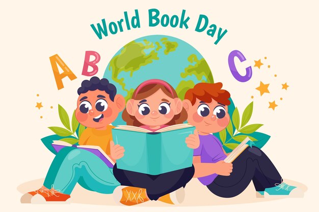 Flat world book day background