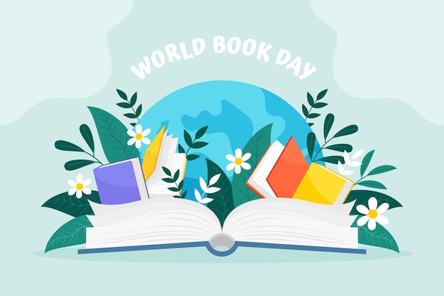 Free vector flat world book day background