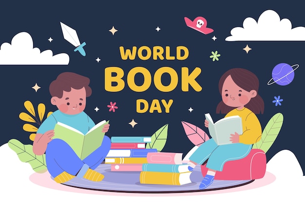 Flat world book day background