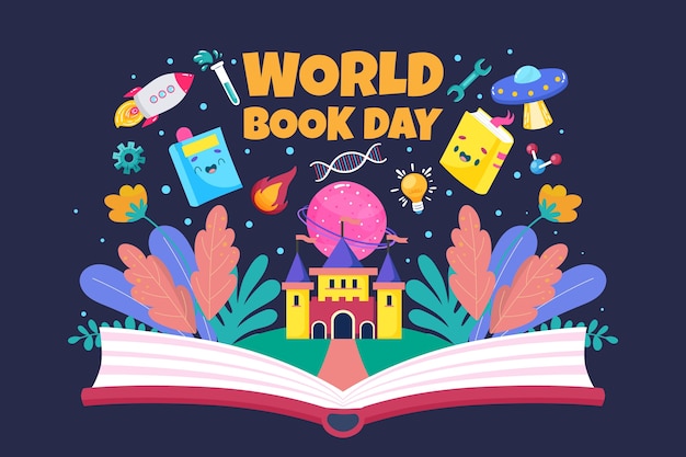 Free vector flat world book day background