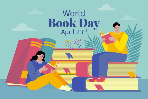 Free vector flat world book day background