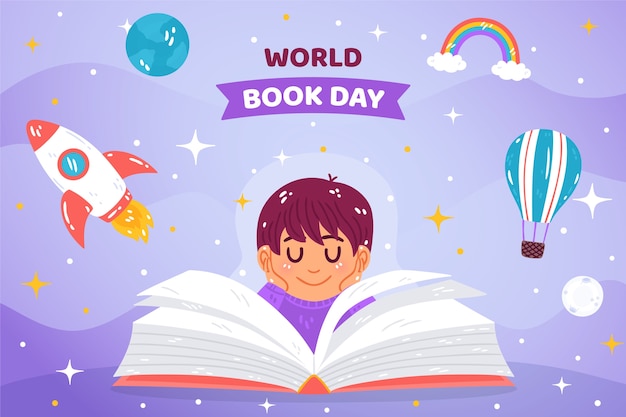 Free vector flat world book day background