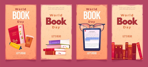 Flat world book day banners