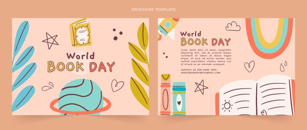 Flat world book day brochure template