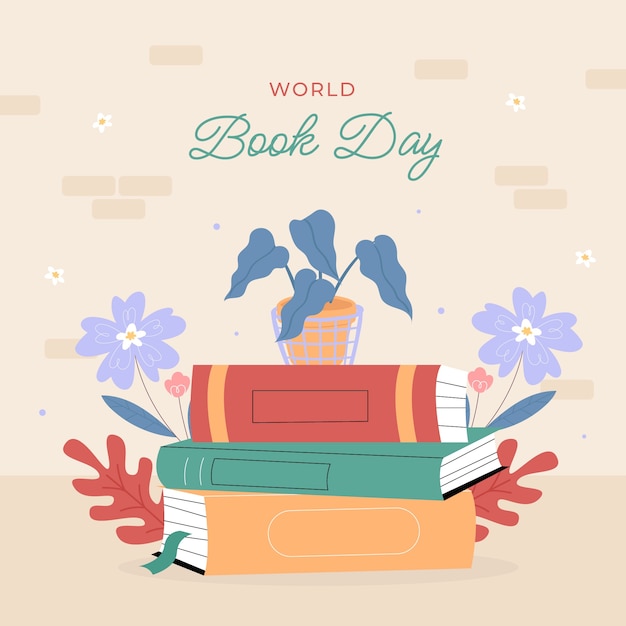 Free vector flat world book day celebration illustration