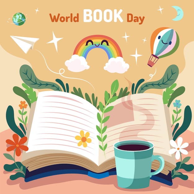 Free Vector flat world book day celebration illustration