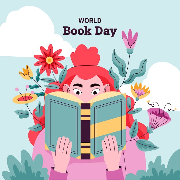 Free vector flat world book day celebration illustration