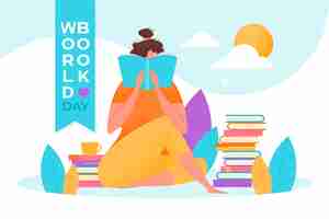 Free vector flat world book day concept