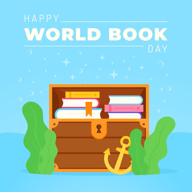 Flat world book day concept