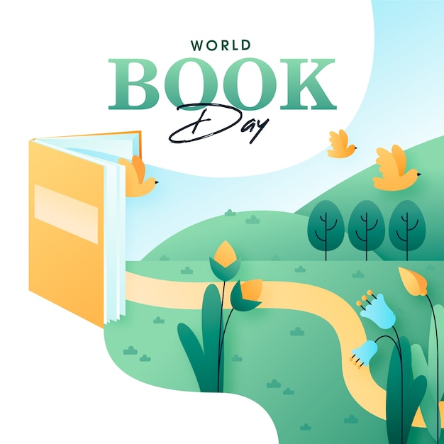 Flat world book day concept