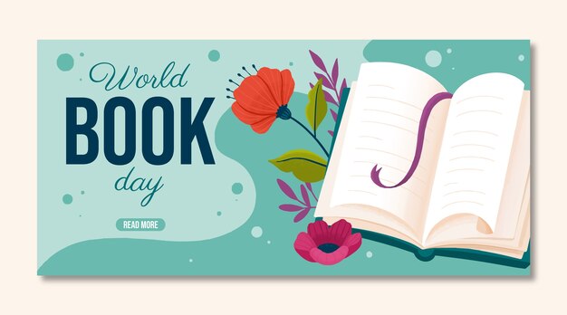 Flat world book day horizontal banner