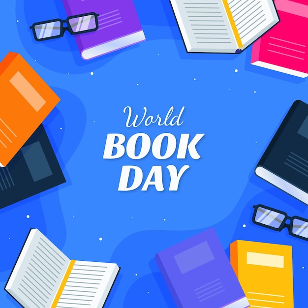 Flat world book day illustration