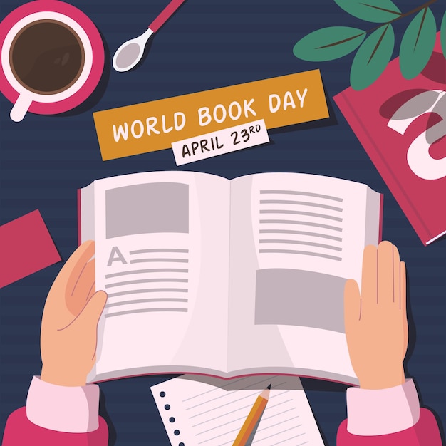 Free vector flat world book day illustration