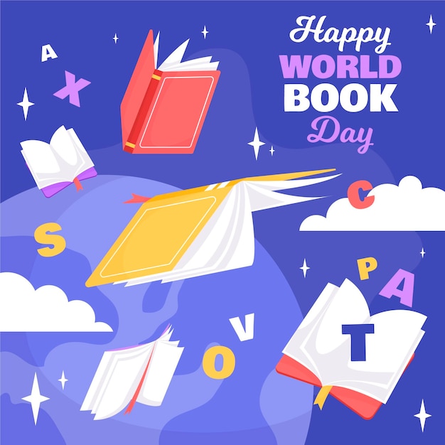 Free vector flat world book day illustration