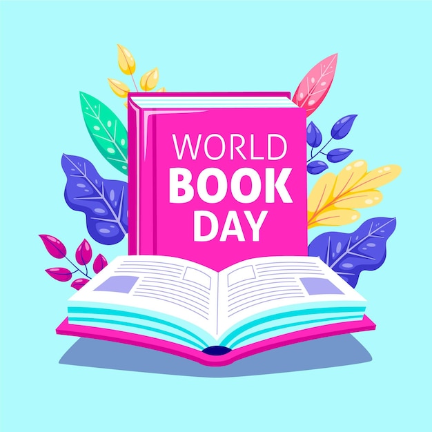 Flat world book day illustration