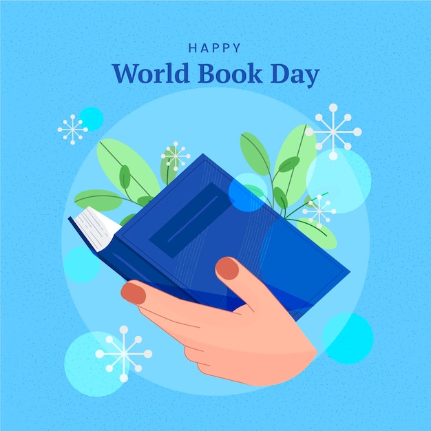 Flat world book day illustration