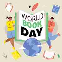 Free vector flat world book day illustration