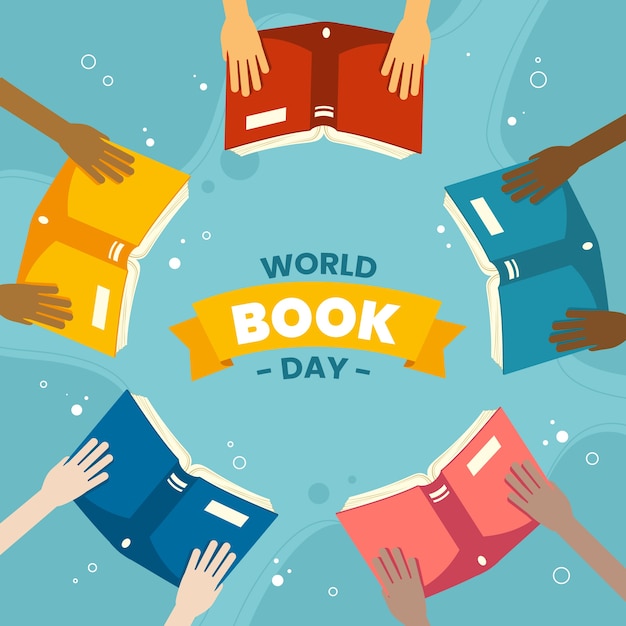 Free vector flat world book day illustration