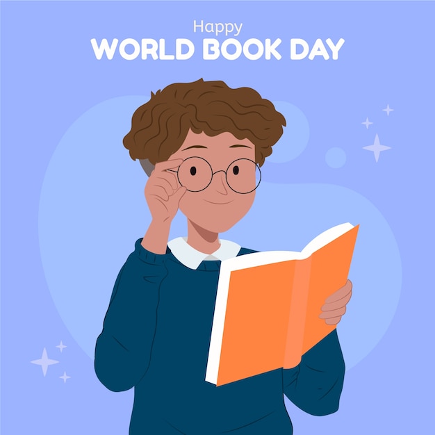 Flat world book day illustration