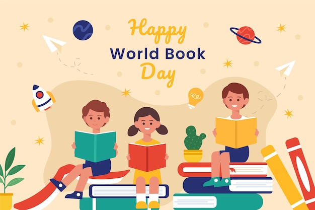 Free vector flat world book day illustration