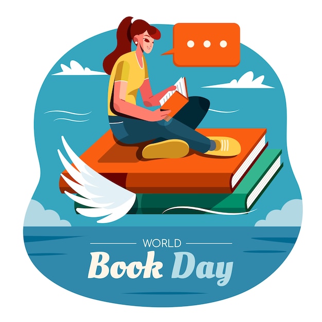 Free vector flat world book day illustration