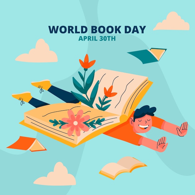 Free vector flat world book day illustration