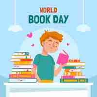 Free vector flat world book day illustration