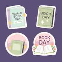 Free vector flat world book day labels collection