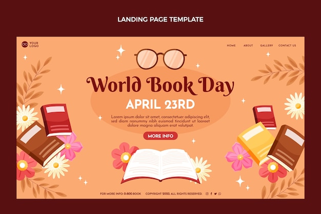 Шаблон целевой страницы плоского всемирного дня книги