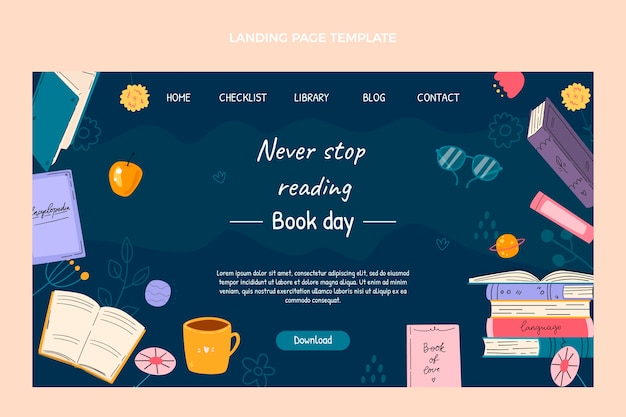 Free vector flat world book day landing page template