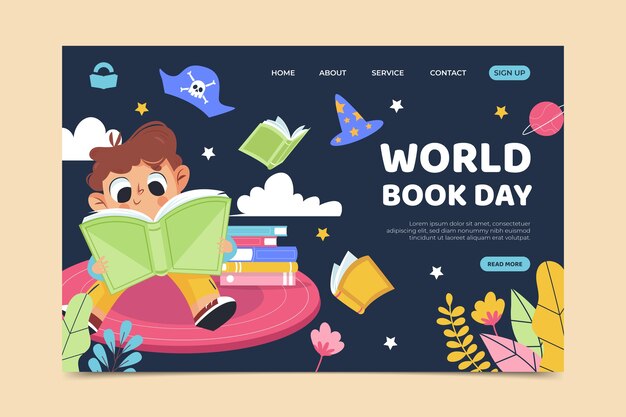 Шаблон целевой страницы плоского всемирного дня книги