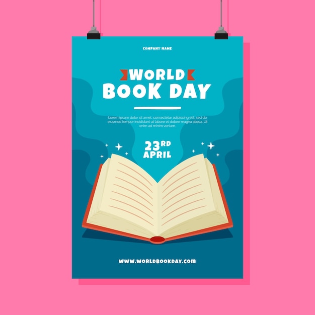 Flat world book day vertical poster template – Free vector download for vector templates
