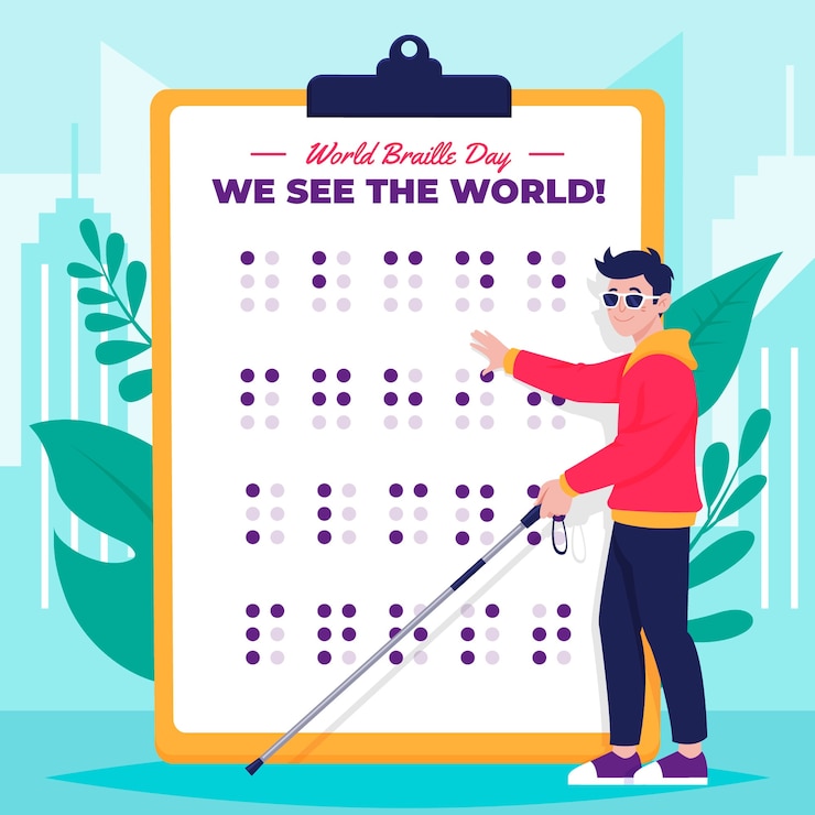 Free Vector flat world braille day illustration
