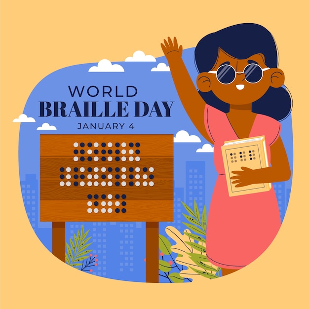 Illustrazione piatta della giornata mondiale del braille
