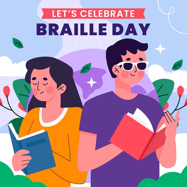 Free vector flat world braille day illustration