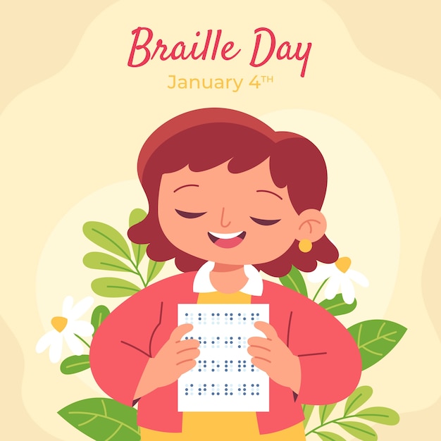 Free vector flat world braille day illustration