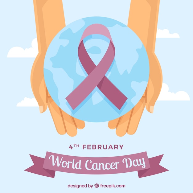 Flat world cancer day background