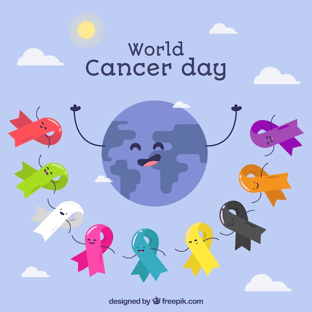 Free vector flat world cancer day background