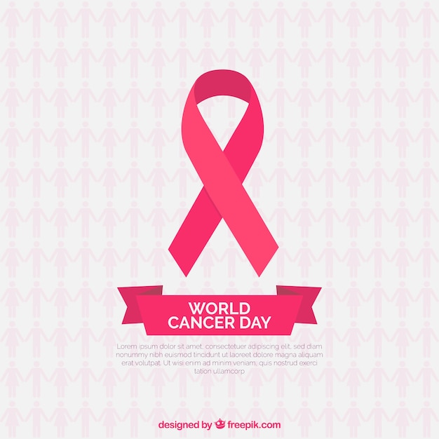 無料ベクター 平らな世界の癌の日の背景