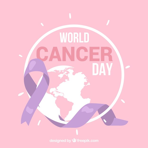 Flat world cancer day background 