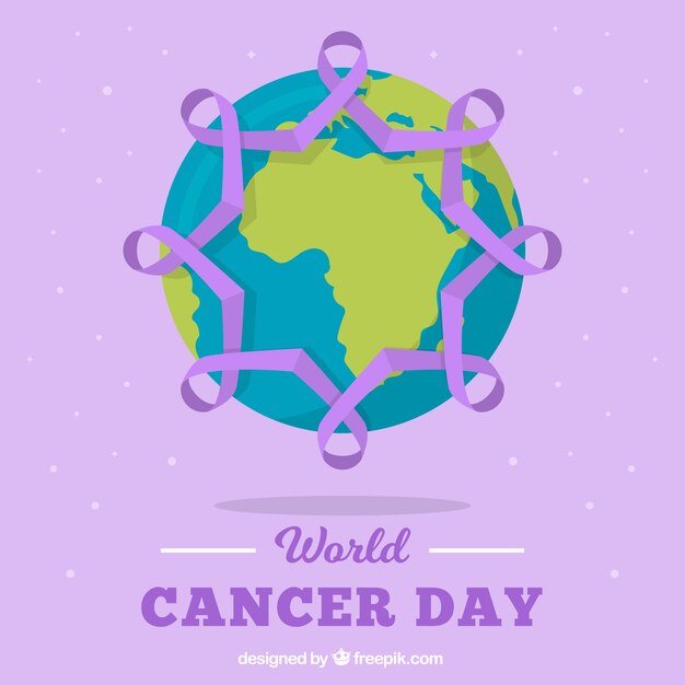 Flat world cancer day background 