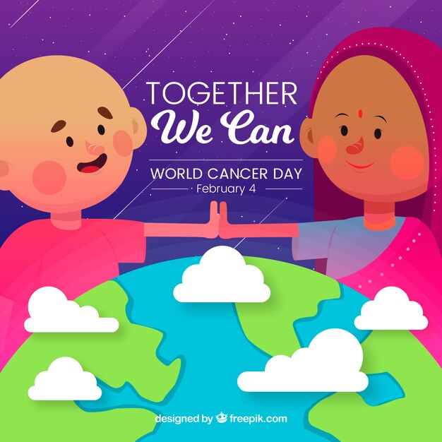 Free vector flat world cancer day background