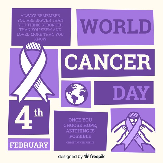 Flat world cancer day background