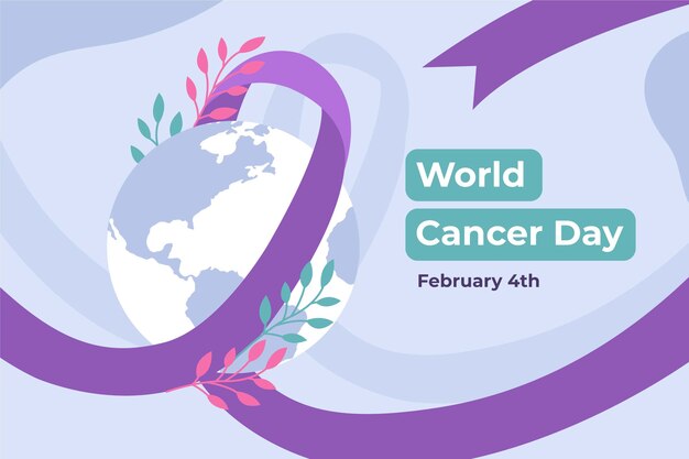 Flat world cancer day background