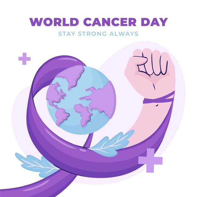 Flat world cancer day background