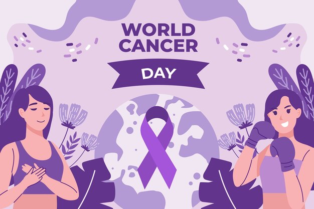 Flat world cancer day background