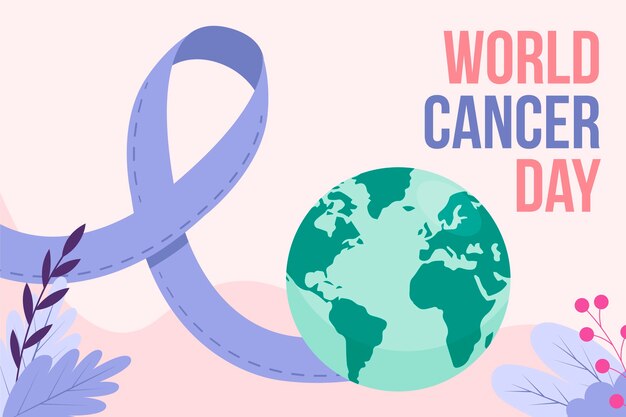 Flat world cancer day background