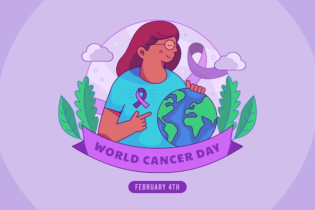 Flat world cancer day background