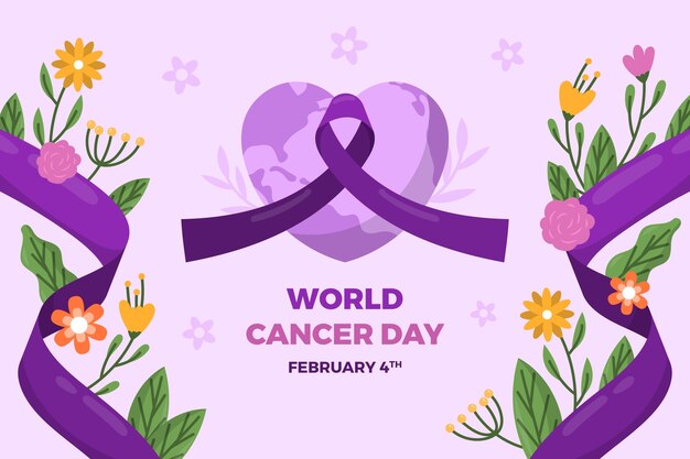 Flat world cancer day background