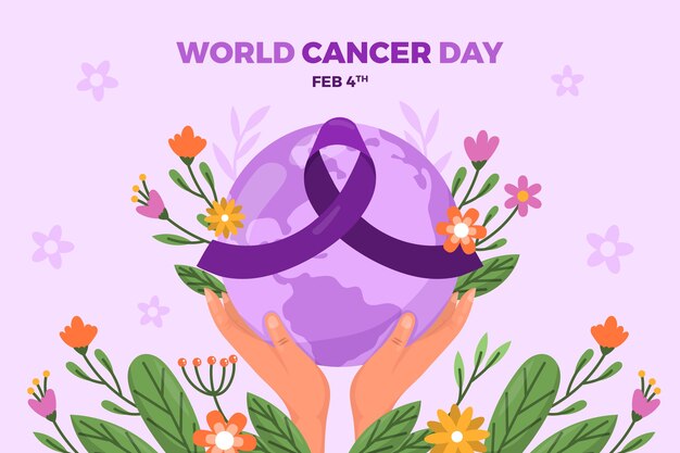 Flat world cancer day background